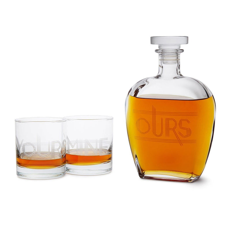 Yours Mine & Ours Engraved Decanter Set