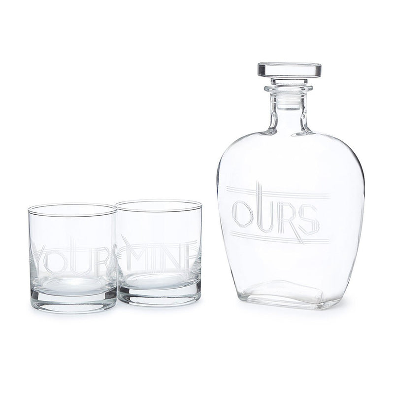 Yours Mine & Ours Engraved Decanter Set